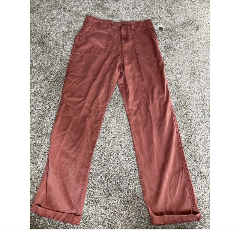 New! Womens Maurices Clay Red Metallic Tencel Blend Soft High Rise Pants Size 6